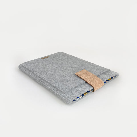 custom tablet case | with magnetic closure and extra compartment | hellgrau - Bloom | Model "HAKA"