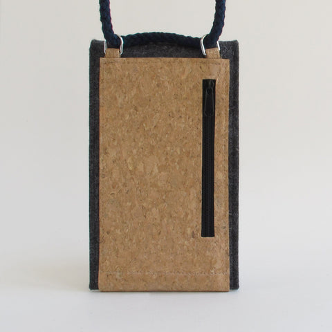Shoulder Bag for iPhone 14 Pro Max | made of felt and organic cotton | anthracite - bloom | Model KEDJA