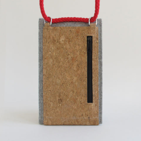 Shoulder Bag for iPhone 14 Pro Max | made of felt and organic cotton | light gray - colorful | Model KEDJA