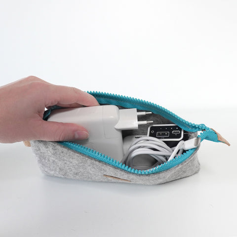 Pencil case light gray-azure | MISK