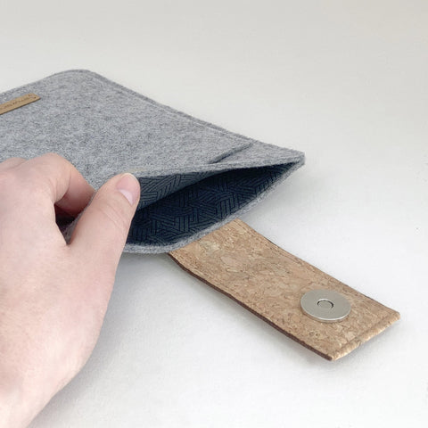 Cover for Tolino Page 2 | with magnetic closure and extra pocket | light gray - Tracks | model "HAKA"