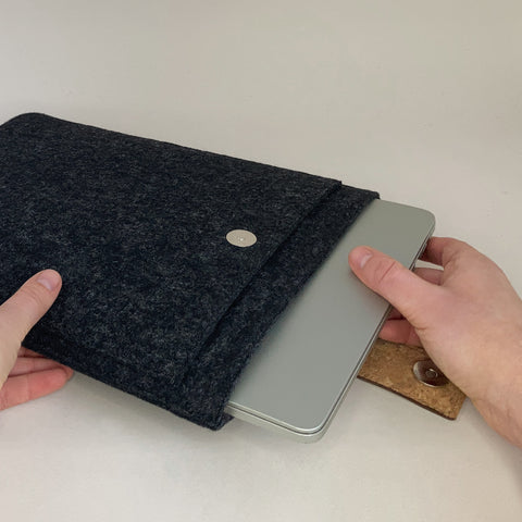 Case for Asus Zenbook 14 | with magnetic closure and extra compartment  | anthrazit - Shapes | Model "HAKA"