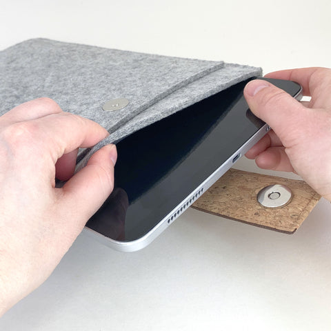 custom tablet case | with magnetic closure and extra compartment | hellgrau - Shapes | Model "HAKA"