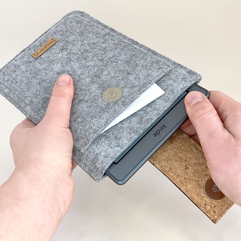 Case for Kobo Sage | with magnetic closure and extra compartment | light gray - Tracks | Model "HAKA"