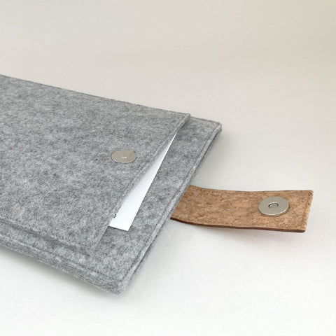 custom tablet case | with magnetic closure and extra compartment | hellgrau - Bloom | Model "HAKA"