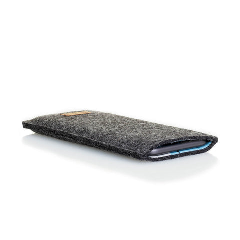 Handytasche für Samsung Galaxy A16 | aus Filz und Bio-Baumwolle | anthrazit - shapes | Modell "LET"