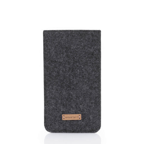 Handytasche für Samsung Galaxy A16 | aus Filz und Bio-Baumwolle | anthrazit - shapes | Modell "LET"
