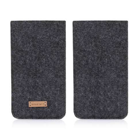 Handytasche für Samsung Galaxy A16 | aus Filz und Bio-Baumwolle | anthrazit - shapes | Modell "LET"
