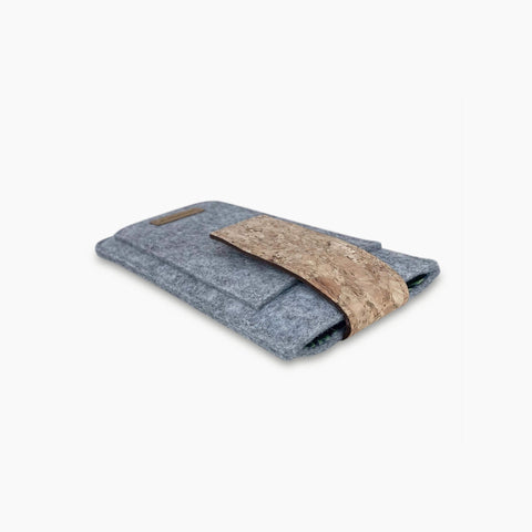 Phone case for Fairphone 4 | with magnetic closure and extra compartment | light gray - Stripes | Model HAKA