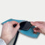 Shoulder bag for iPhone 12 Pro Max | made of felt and organic cotton | light gray - azure | model KEDJA deluxe