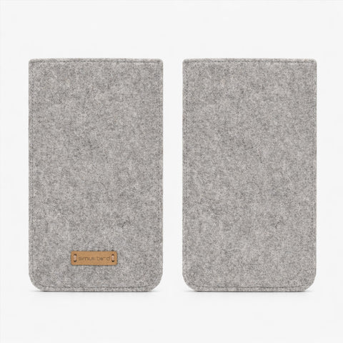 Made-to-measure mobile phone case | made of felt and organic cotton | light grey - colorful | "LET" model