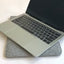 Custom made laptop sleeve | made of felt and organic cotton | light gray - Tracks | Model "LET"