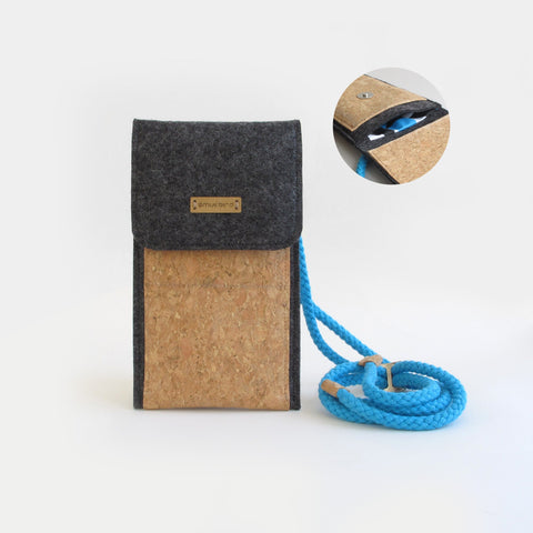 Shoulder bag for Samsung Galaxy S22 | made of felt and organic cotton | anthracite - shapes | Model KEDJA