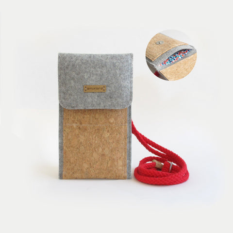 Shoulder bag for OnePlus Nord 2 | made of felt and organic cotton | light gray - colorful | Model KEDJA