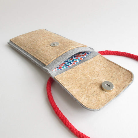 Shoulder bag for OnePlus Nord 2 | made of felt and organic cotton | light gray - colorful | Model KEDJA