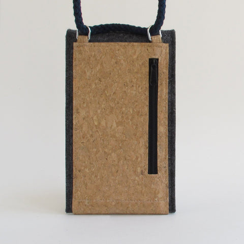 Shoulder Bag for iPhone 12 Pro Max | made of felt and organic cotton | anthracite - bloom | Model KEDJA