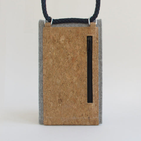 Shoulder bag for Motorola Moto G73 | made of felt and organic cotton | light gray - bloom | Model KEDJA