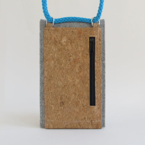Shoulder Bag for iPhone 13 Pro Max | made of felt and organic cotton | light gray - shapes | Model KEDJA
