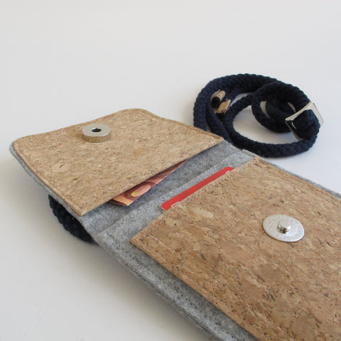 Shoulder bag for Motorola Moto G41 | made of felt and organic cotton | light gray - bloom | Model KEDJA
