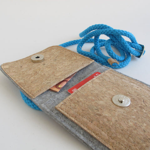 Shoulder Bag for iPhone 13 Pro Max | made of felt and organic cotton | light gray - shapes | Model KEDJA