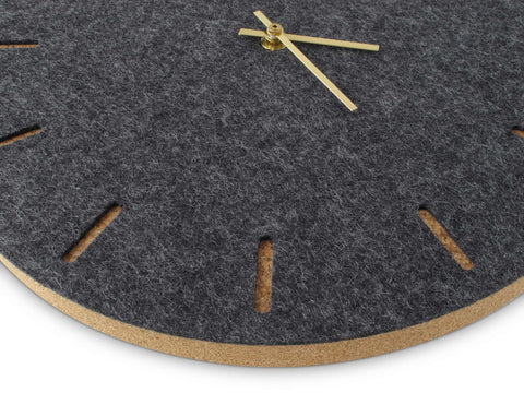 Wall clock made of felt and cork 30 cm | anthracite - gold | Design: Copenhagen