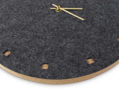 Wall clock made of felt and cork 30 cm | anthracite - gold | Design: Esbjerg