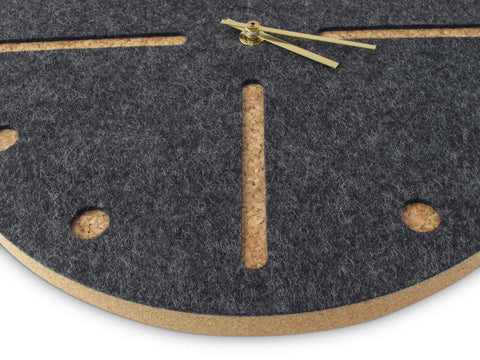 Wall clock made of felt and cork 30 cm | anthracite - gold | Design: Odense