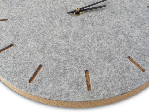 Wall clock made of felt and cork 30 cm | light gray - black | Design: Copenhagen