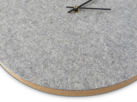 Wall clock made of felt and cork 30 cm | light gray - black | Design: Aalborg