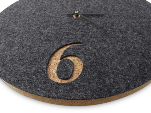 Wall clock made of felt and cork 30 cm | anthracite - black | Design: Aarhus