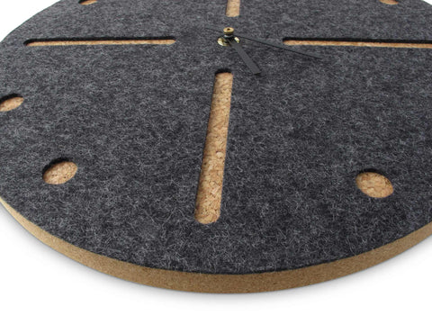 Wall clock made of felt and cork 30 cm | anthracite - black | Design: Odense