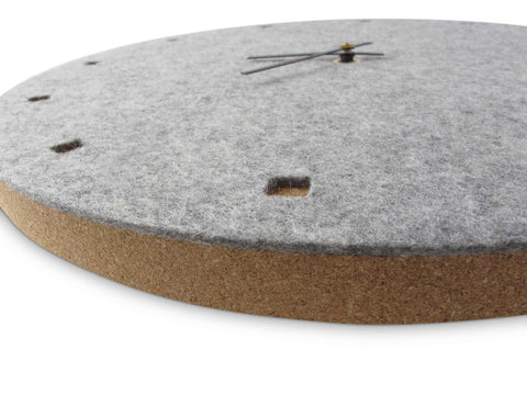 Wall clock made of felt and cork 30 cm | light gray - black | Design: Esbjerg