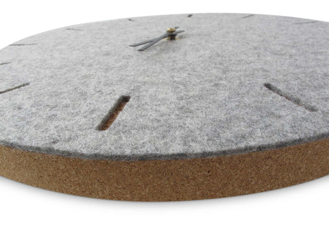 Wall clock made of felt and cork 30 cm | light gray - black | Design: Copenhagen