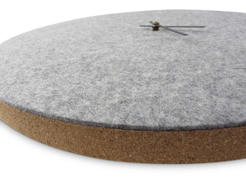 Wall clock made of felt and cork 30 cm | light gray - black | Design: Aalborg