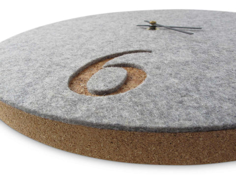 Wall clock made of felt and cork 30 cm | light gray - black | Design: Aarhus