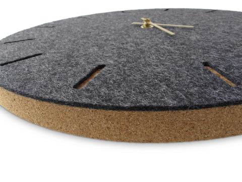 Wall clock made of felt and cork 30 cm | anthracite - gold | Design: Copenhagen