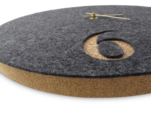 Wall clock made of felt and cork 30 cm | anthracite - gold | Design: Aarhus