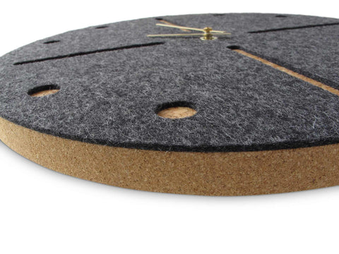 Wall clock made of felt and cork 30 cm | anthracite - gold | Design: Odense