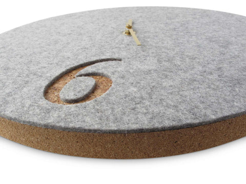 Wall clock made of felt and cork 30 cm | light gray - gold | Design: Aarhus