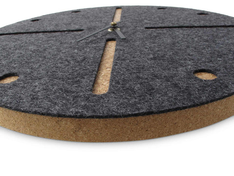 Wall clock made of felt and cork 30 cm | anthracite - black | Design: Odense