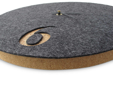 Wall clock made of felt and cork 30 cm | anthracite - black | Design: Aarhus