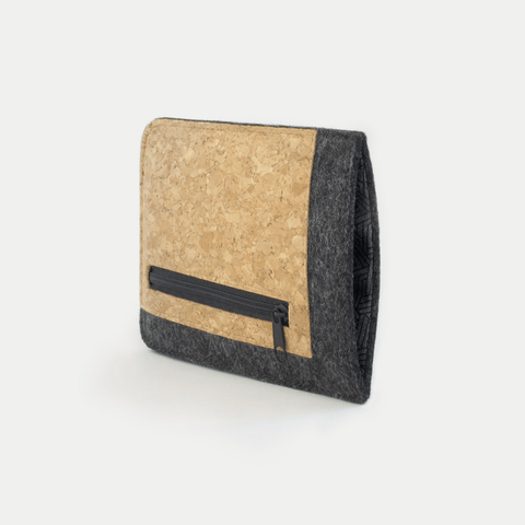 Mobile phone case with card compartment for Xiaomi 14 | anthracite - tracks | Model "ZIP"