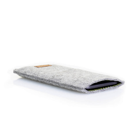 Mobile phone case for Xiaomi Redmi Note 10 Pro | made of felt and organic cotton | light gray - stripes | Model "LET"