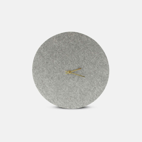 Wall clock made of felt and cork 30 cm | light gray - gold | Design: Aalborg