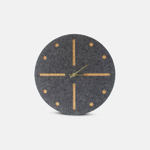 Wall clock made of felt and cork 30 cm | anthracite - gold | Design: Odense