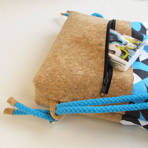 Gym bag for children, small backpack | made of cotton and cork | Shapes