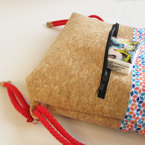 Gym bag for children, small backpack | made of cotton and cork | Colorful