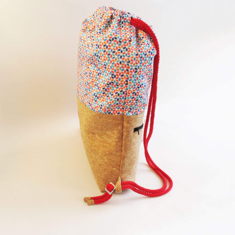 Gym bag for children, small backpack | made of cotton and cork | Colorful