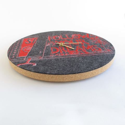 Felt and cork wall clock 30 cm | Design "Dreams" by Anja Streese