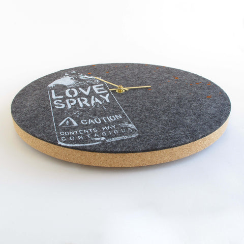 Felt and cork wall clock 30 cm | Design "Love" by Anja Streese